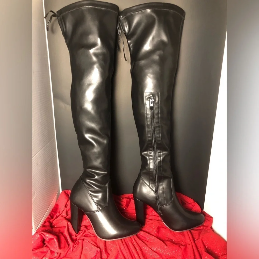 TOP Moda Black Over-the-Knee Boots